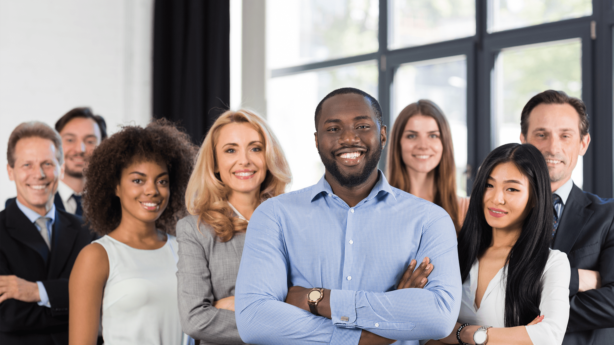 Diverse group of people smiling